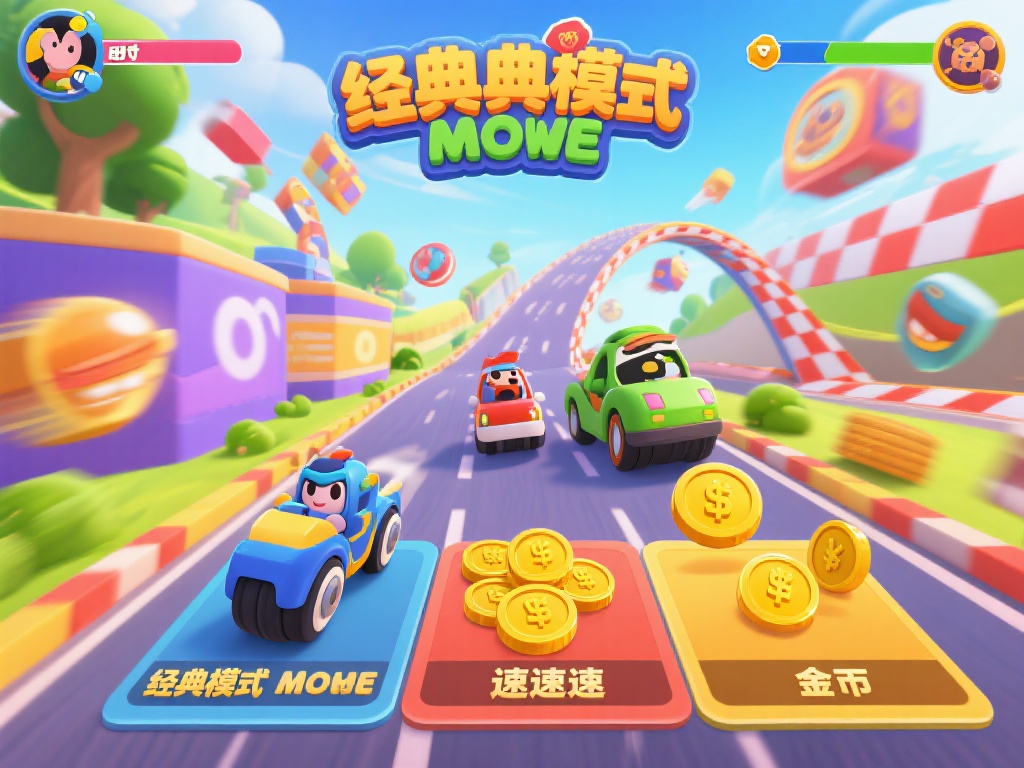 同时，游戏设置了多个模式：经典模式、竞速模式和赚取