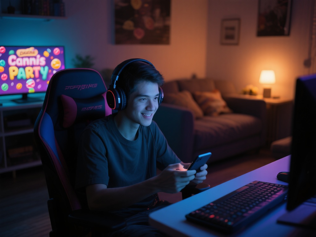 深夜玩糖果派对，首先需要营造一个放松的游戏环境。一